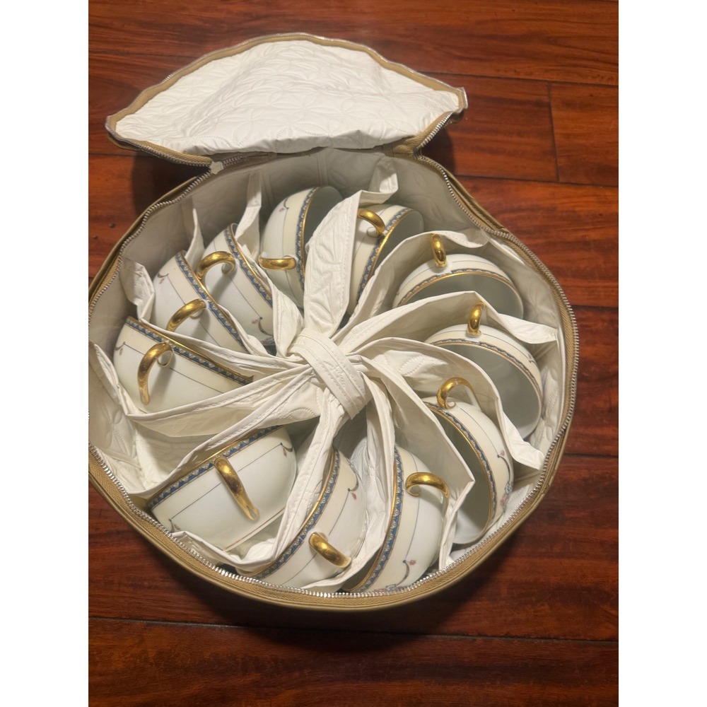 Noritake Laureate Tea Cups Set of 11 Vintage Japan Porcelain Floral Gold Trim